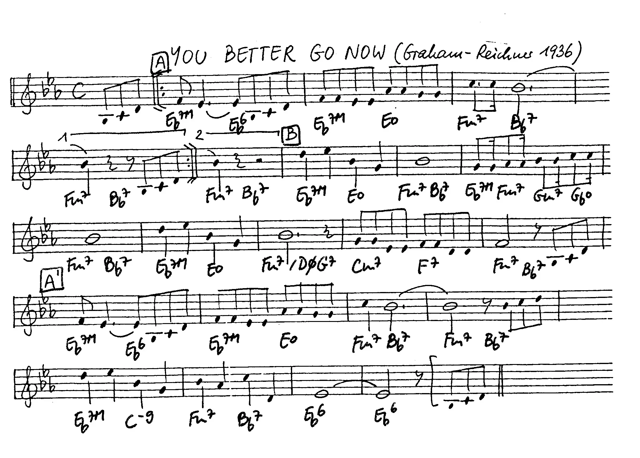 you better go now free jazz leadsheet - Courtesy of the Jungle Jazz Band